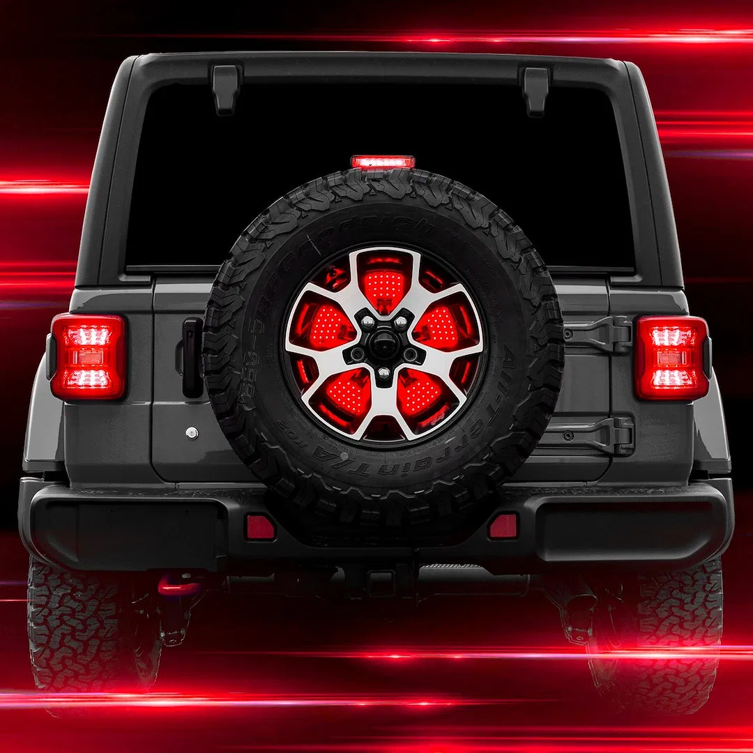 XK041019B – XK GLOW Spare Tire Brake Light, Spare Tire Hub Mount Smoke Lens Red/ White Bulbs LED With Running/ Brake/...